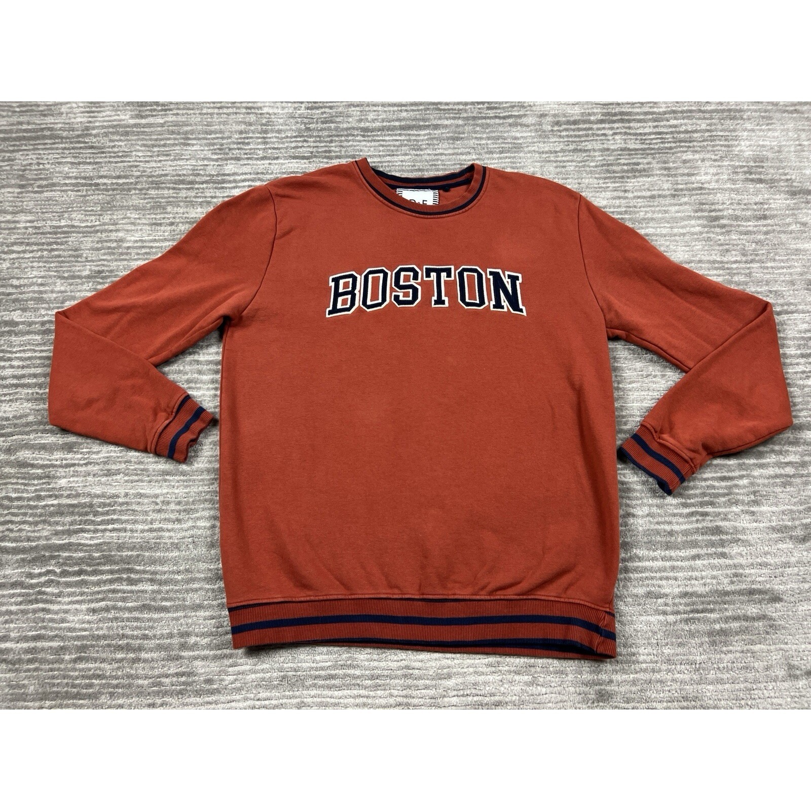 Denim And Flower Sweater Mens Large Burnt Orange Longsleeve Boston Casual